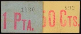 Paper Money of the Civil War
Lote 2 billetes 50 Cèntims y 1 Pesseta. Aj. de SANT POL DE MAR. Cartón. ESCASOS. AT-2281, 2282. SC-. 