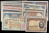 Spanish Banknotes Lots and Collections
Lote 16 billetes 50 Céntimos a 1.000 Pesetas. 1925 a 1938. Todos diferentes y la mayoria SC. Destacan 500 Ptas....
