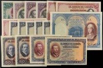 Spanish Banknotes Lots and Collections
Lote 23 billetes 25 (7), 50 (5), 100 (6), 500 (2) y 1.000 Pesetas (3). 1925 a 1928. Contiene algunos correlativ...