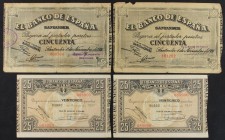 Spanish Banknotes Lots and Collections
Lote 4 billetes 25 (2) y 50 (2) Pesetas. EL BANCO DE ESPAÑA. BILBAO y SANTANDER. EL BANCO DE ESPAÑA. BILBAO : d...