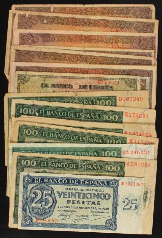 Spanish Banknotes Lots and Collections
Lote 20 billetes 25 (2), 50 y 100 Pesetas...