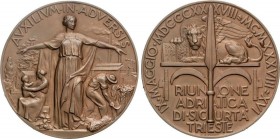 World Medals
Auxilium in adversis. 1838-1938. RIUNIONE ADRIATICA DI SICURTA. TRIESTE. ITALIA. Anv.: Alegoria de la Protección, detrás campesino, fábri...