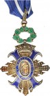 Spanish Decorations
Orden del Mérito Civil, Comendador Ordinario. 1942-1975. AR dorada y esmaltes. Ø 52x50 mm. Con láurea articulada, anilla y cinta d...