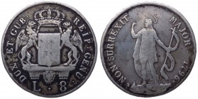 Zecche Italiane - Genova - Periodo dei Dogi Biennali (1528-1797) Terza Fase (1637-1797) 8 Lire Nuove 1796 - CNI 8 - Ag gr. 32,19
BB