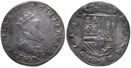 Zecche Italiane - Milano - Filippo II (1556-1598) Mezzo Scudo con le armi reali di Spagna e Milano sul rovescio - MIR 304 - NC - Ag gr. 15,60
BB+