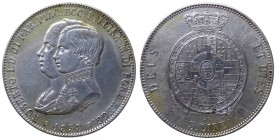 Zecche Italiane - Parma - Roberto I di Borbone (1854-1859) 5 Lire 1858 tipo con sigle C squadrate poste specularmente due a due (c ↄ c ↄ) - Gig. 1 - R...