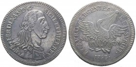 Zecche Italiane - Regno di Sicilia - Palermo - Ferdinando III (1759-1816) Oncia da 30 Tarì del III°Tipo 1793 con la testa del sole sul rovescio rivolt...