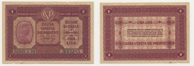 Banconote italiane - Occupazione Austriaca del Veneto - Cassa Veneta dei Prestiti - Buono di Cassa a Corso Legale da Una Lira - 2 Gennaio 1918 - Rif.A...