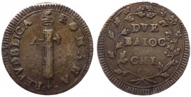 Ancona - Prima Repubblica Romana (1798-1799) Due Baiocchi del I° Tipo - Gig. 3 - Cu gr. 16,17
MB+