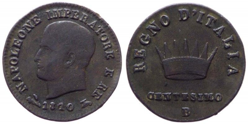 Bologna - Napoleone I Re d'Italia (1805-1814) 1 Centesimo 1810 - Gig. 240 - Cu g...