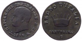 Bologna - Napoleone I Re d'Italia (1805-1814) 1 Centesimo 1810 - Gig. 240 - Cu gr. 2,08
BB+