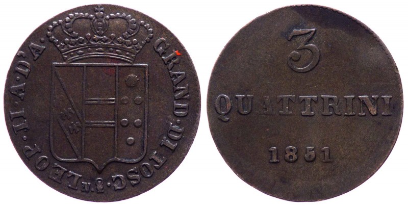 Firenze - Granducato di Toscana - Leopoldo II di Lorena (1824-1859) 3 Quattrini ...