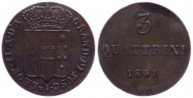 Firenze - Granducato di Toscana - Leopoldo II di Lorena (1824-1859) 3 Quattrini 1851 - Gig. 90 - Cu gr. 2,09
BB