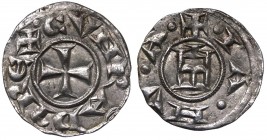 Genova - Repubblica (1139-1339) Periodo dei Consoli, Podestà e Capitani del Popolo (1139-1339) Denaro I° Tipo (IANVA) - MIR 16 - Mi gr. 0,76
SPL