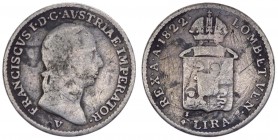 Lombardo Veneto - Venezia - Francesco I d'Asburgo Lorena (1815-1835) 1/4 di lira 1822 - Gig. 82 - NC - Ag gr. 1,42
qBB