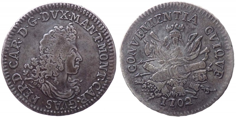 Mantova - Ferdinando Carlo Gonzaga Nevers Duca (1669-1708) Mezzo Scudo con il tr...