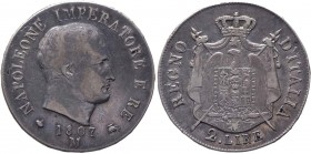 Milano - Napoleone I Re d'Italia (1805-1814) 2 Lire 1807 del I°Tipo con le cifre della data spaziate - Gig.125a - R2 MOLTO RARA - Ag gr. 9,95
BB/SPL