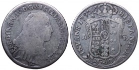 Regno di Napoli - Ferdinando IV di Borbone (1759-1816) Mezza Piastra da 60 Grana del V° Tipo 1792 - Gig. 85 - NC - Ag gr. 13
BB