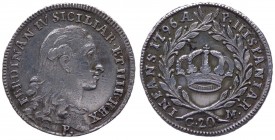 Regno di Napoli - Ferdinando IV di Borbone (1759-1816) Tarì da 20 Grana del II° Tipo 1796 - Gig. 103 - Ag gr. 4,64
qSPL