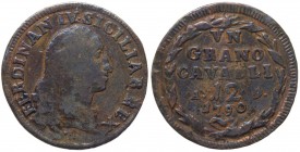 Regno di Napoli - Ferdinando IV di Borbone (1759-1816) 1 Grano da 12 cavalli del III° tipo 1790 - Gig. 139c - Cu gr. 5,79
BB/qSPL
