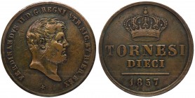 Regno delle due Sicilie - Napoli - Ferdinando II di Borbone (1830-1859) 10 Tornesi del IV°Tipo 1857 - Gig. 208 - Cu gr. 30
BB/SPL
