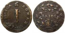 Roma - Prima Repubblica Romana (1798-1799) Due Baiocchi 8° Tipo con sigle TM nel dritto - Gig. 12a - Cu gr.18,92
qBB