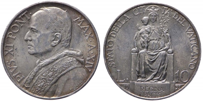 Città del Vaticano - Roma - Pio XI (Achille Ratti) 1929-1938 - 10 Lire 1935 Anno...