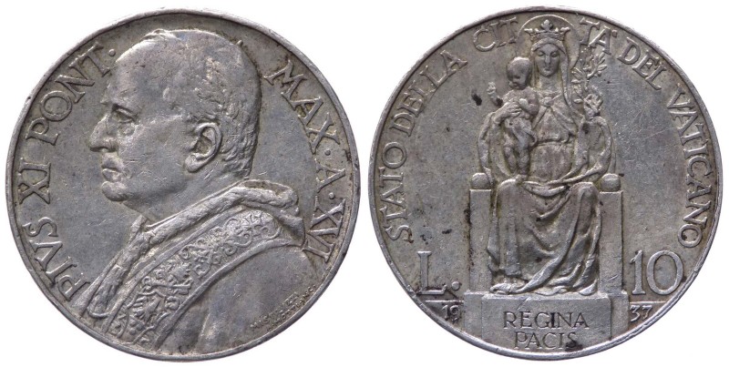 Città del Vaticano - Roma - Pio XI (Achille Ratti) 1929-1938 - 10 Lire 1937 Anno...