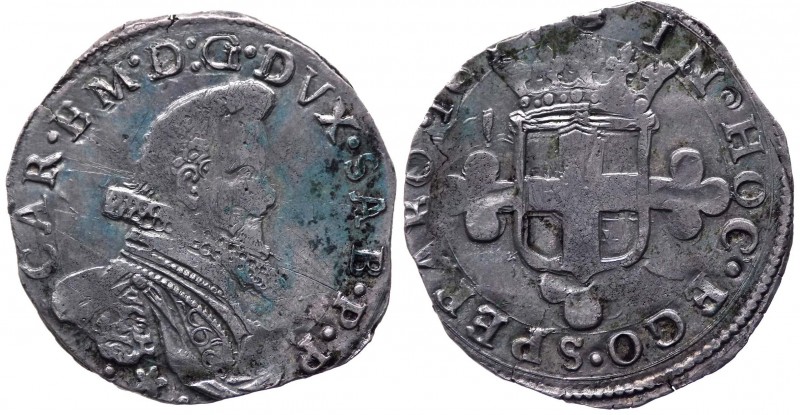 Carlo Emanuele I (1580-1630) 2 Fiorini data illegibile - Cfr. MIR 647 - R - Ag/M...