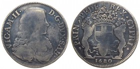Vittorio Amedeo II Duca (1680-1713) Mezzo scudo bianco 1680 del I°tipo - MIR 856a - R5 - Ag gr. 13,19
qBB