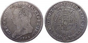 Carlo Emanuele III (1730-1773) Secondo periodo (1755-1773) Quarto di Scudo nuovo 1765 - MIR 948K - NC - Ag gr. 8,46
BB