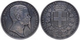 Vittorio Emanuele II (1849-1861) 5 Lire 1851 - Zecca di Genova - Gig. 32 - R - Ag 
SPL