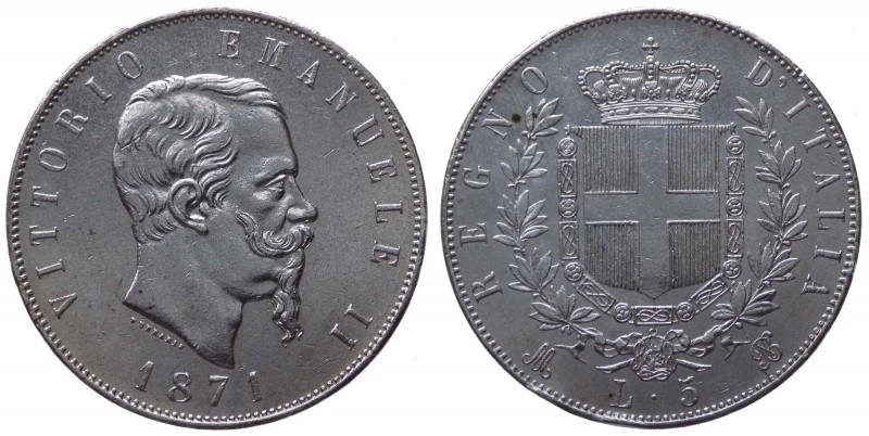 Vittorio Emanuele II (1861-1878) 5 Lire del II° tipo 1871 - Zecca di Milano - Gi...