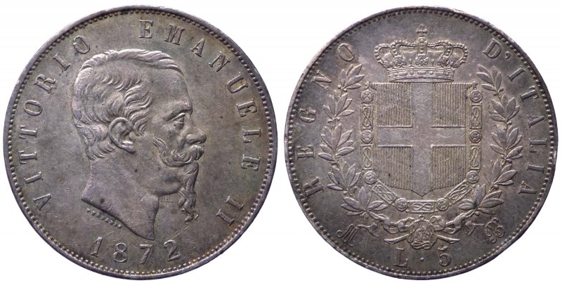 Vittorio Emanuele II (1861-1878) 5 Lire del II° tipo 1872 - Zecca di Milano - Gi...