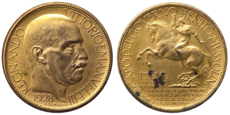 Vittorio Emanuele III (1900-1943) Gettone Buono da 2 Lire 1928 "Esposizione di M...