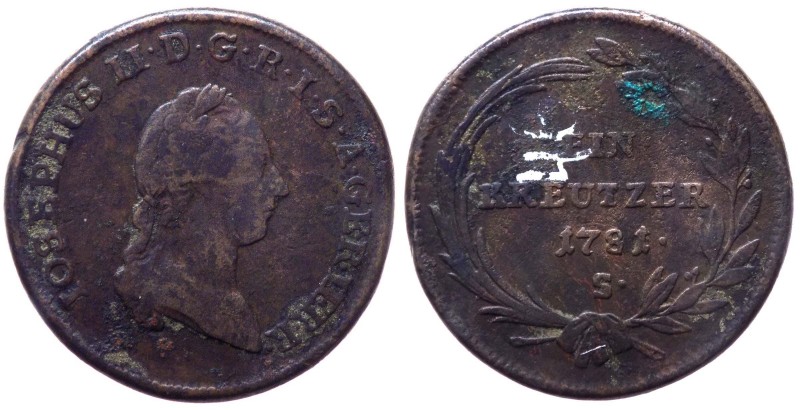 Austria - Joseph II (1765-1790) 1 Kreutzer 1781 S - Zecca di Schmollnitz - KM 20...