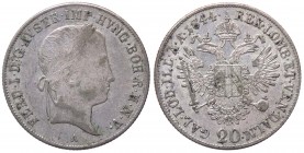 Austria - Ferdinand I (1835-1848) 20 Kreuzer 1844 A Zecca di Vienna - KM 2208 - Ag 
SPL/FDC