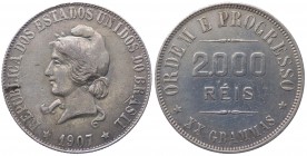 Brasile - Prima Repubblica (1889-1942) 2000 Reis 1907 - KM 508 - Ag
BB+/qSPL