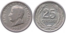 El Salvador - Repubblica di El Salvador (1919-2001) 25 Centavos 1953 - KM 137 - Ag 
BB+