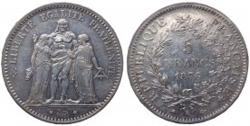Francia - Repubblica moderna (dal 1870) 5 Franchi 1876 A - zecca di Parigi - KM 820.1 - Ag 
BB