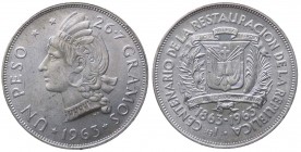 Repubblica Dominicana - Repubblica dominicana (1937-2018) 1 Peso 1963 tipo commemorativo del 100° Anniversario della restaurazione della Repubblica - ...
