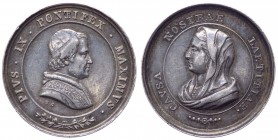 Pio IX (Giovanni Maria Mastai Ferretti) 1846-1878 medaglia devozionale emessa nel 1846 con busto di Maria velato a sinistra - Ag - colpetto ore 11 Ø m...