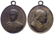 Pio IX (Giovanni Maria Mastai Ferretti) 1846-1878 medaglia devozionale emessa nel 1846 con busto di Carlo Alberto stante frontale con divisa militare ...