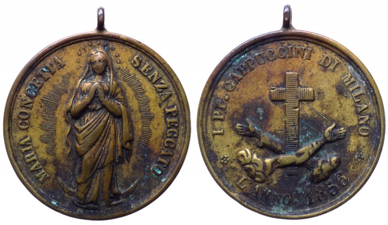 Medaglia emessa nel 1856 su iniziativa dei Padri Cappuccini di Milano per commem...