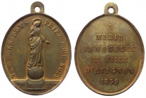 Francia - Medaglia emessa nel 1859 per la Cattedrale di Notre Dams des Doms (Avignone) con la rappresentazione della Vergine stante su globo benedicen...