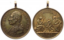 Francia - Leone XIII (Vincenzo Gioacchino Pecci) 1878-1903 medaglia emessa per il pellegrinaggio a Roma del 1889 - AE - con appiccagnolo Ø mm 31 gr. 1...