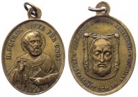 Germania - Medaglia emessa nel XIX sec. devozionale di S. Pietro con raffigurazione del busto del Santo nimbato su un verso e il Volto Santo sull'altr...