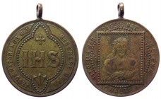 Malta - Medaglia emessa nel XIX sec. a Sliema Cristo nimbato e stante frontale a braccia incrociate su un verso e trigramma nell'altro - R - AE - con ...