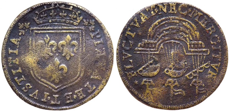 Francia - Gettone XVI-XVII secolo - D/ PIETATE ET IVSTITIA - stemma di Francia -...