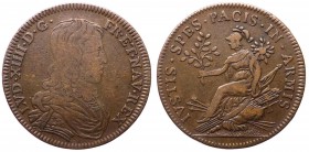 Francia - Luigi XIV (1643-1715) gettone 1647 ? - D/ LVD XIIII · D · G · FR · ET · NAV · REX - busto corazzato del re a destra - R/ IVSTIS SPES · PACIS...